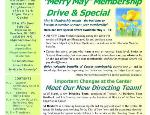 Apr-Jun 2018 Open Door Newsletter: Merry May Membership Specials & Gift in the new Open Door! Plus – Earth as a Healer; Gut Health; Sacred Spaces in NYC — & more!