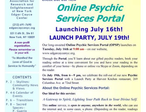 Jul-Sept 2019 Open Door Newsletter: The Summer Open Door is here, Online Psychic Services Portal open tomorrow!